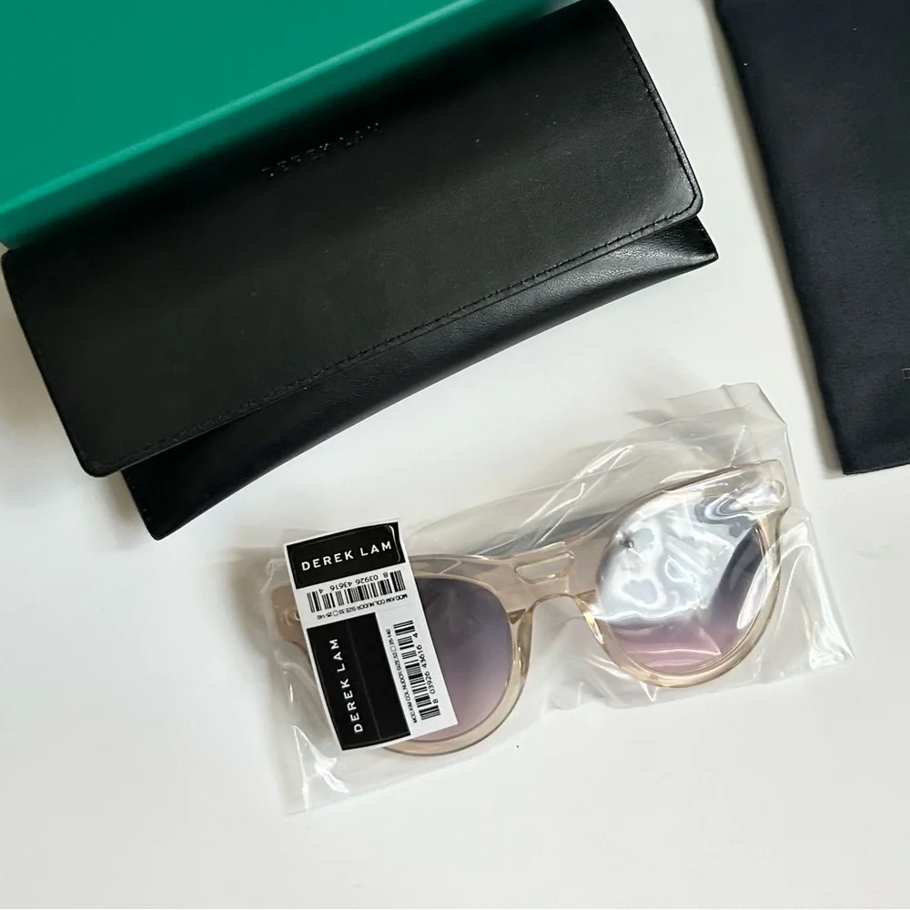 Derek Lam Sunglasses Nude Crystal with Box Case and Pouch NEW